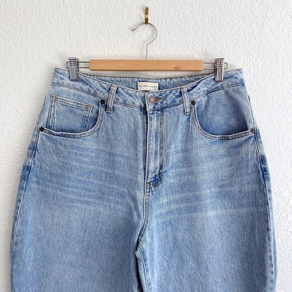 Oliver Logan Harlow High Rise Barrel Crop‎ Jeans Light Wash Denim Size 31 x 22 - Picture 2 of 15